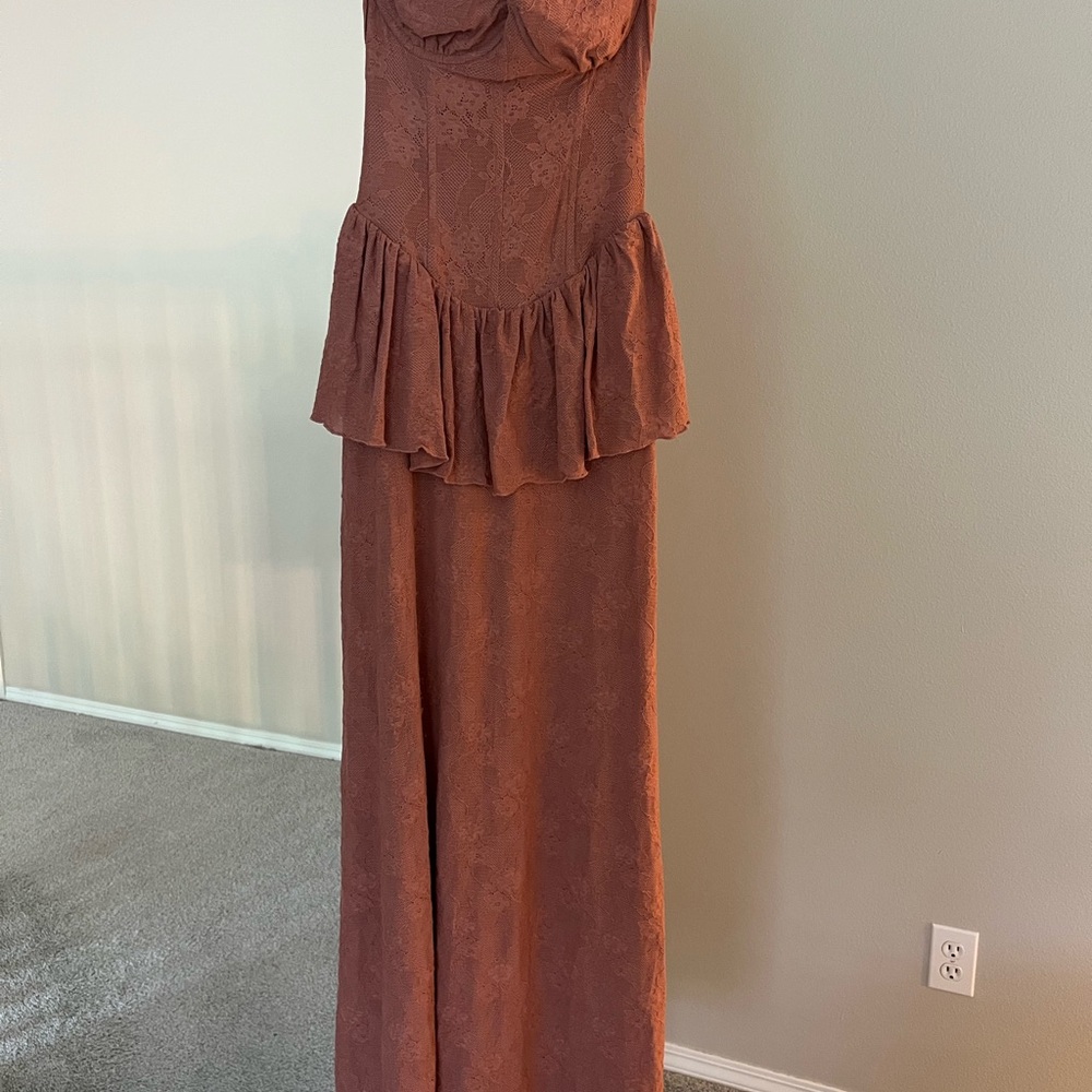 WeWoreWhat Rose Strapless Peplum Dress